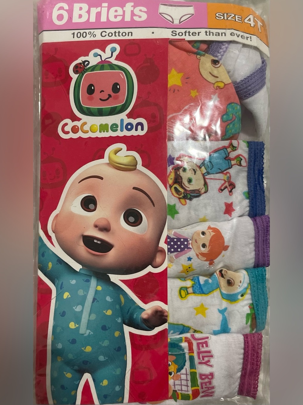 CoComelon Girls 6-Pack Cotton Briefs — Multi Color (Size 4T)